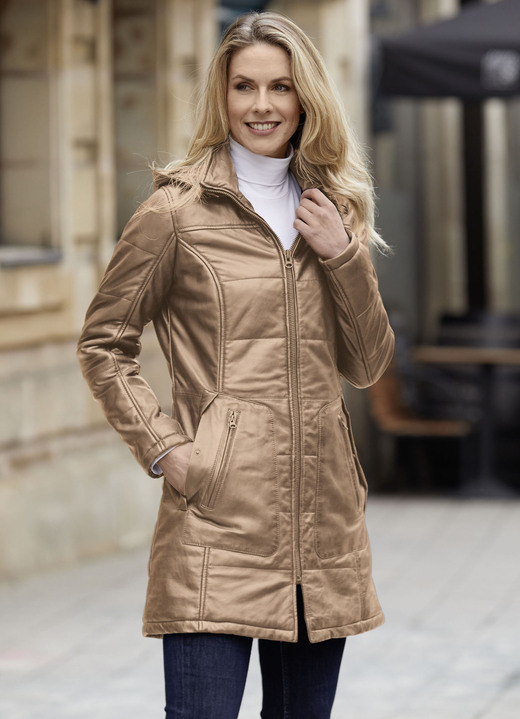 Ledermäntel - Lederkurzmantel von „Caminari“, in Größe 036 bis 050, in Farbe SCHWARZ Ansicht 4