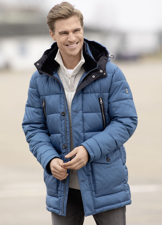 - Steppjacke mit abtrennbarer Kapuze, in Größe 048 bis 058, in Farbe INDIGOBLAU