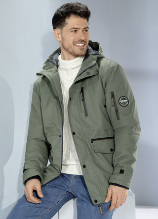 Funktionsjacke mit angeschnittener Kapuze