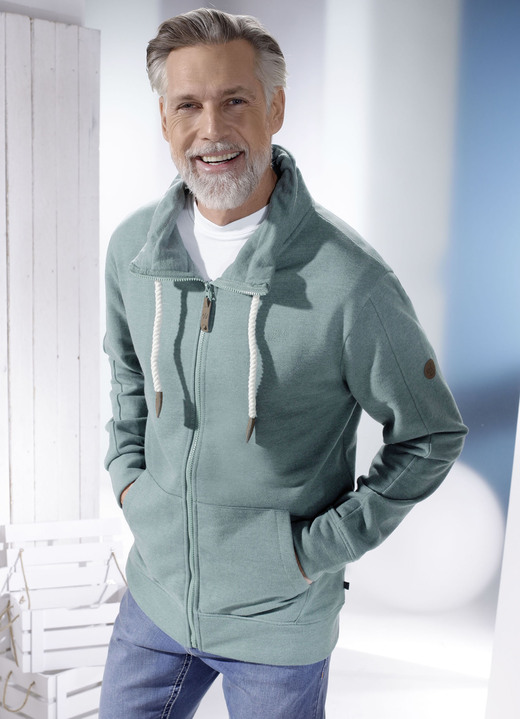 - Sweatjacke mit Kängurutaschen, in Größe 3XL (58) bis XXL (56), in Farbe MINT MELIERT