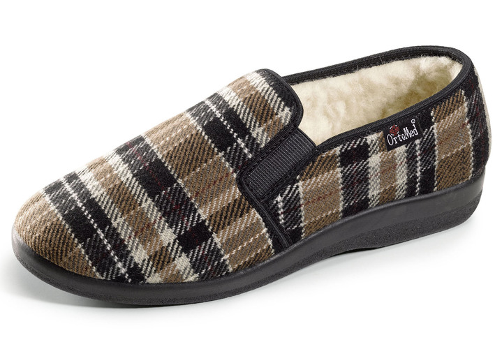 Hausschuhe - Gefütterte Herren-Hausschuhe, mit Wolle, in Größe 040 bis 046, in Farbe BLAU Ansicht 2