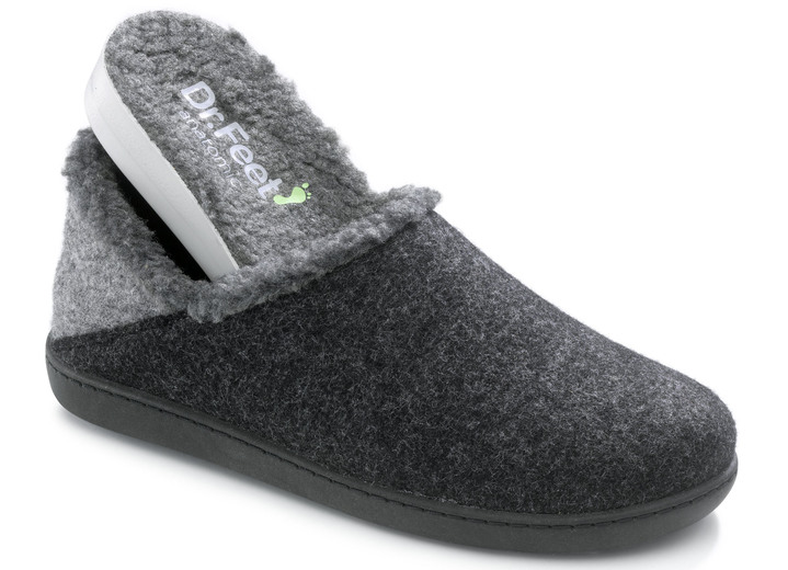 - Wollfilz-Hausschuh mit herausnehmbarem Fußbett, in Größe 036 bis 042, in Farbe GRAU Ansicht 2