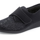 Hausschuhe - Laurina, klassische Damen-Klettschuhe, mit elastischem Samt – Farbe SCHWARZ – Ansicht 1 Hausschuhe - Laurina, klassische Damen-Klettschuhe, mit elastischem Samt, in Größe 036 bis 042, in Farbe BORDEAUX – Farbe SCHWARZ – Ansicht 1