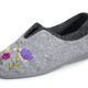 Hausschuhe - Laurina, klassische Damen-Hausschuhe, Weite G, mit fantasievoller Motiv-Stickerei, in Größe 036 bis 042, in Farbe GRAU-BUNT