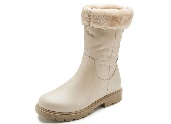 - Andrea Conti Stiefel mit flauschigem, umschlagbaren Kragen, in Größe 036 bis 042, in Farbe BEIGE Ansicht 1