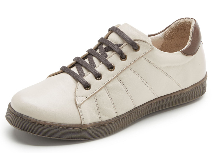 - Andrea Conti Schnür-Sneaker mit rückwärtigem Kontrast-Besatz, in Größe 036 bis 042, in Farbe BEIGE Ansicht 1