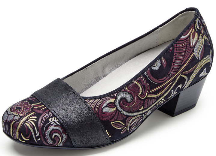 Pumps & Ballerina - Waldläufer, bequeme Damen-Pumps, Weite K, mit herausnehmbarem Fußbett, in Größe 3 1/2 bis 8, in Farbe SCHWARZ-BUNT Ansicht 1