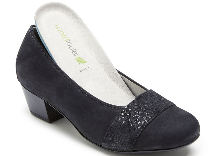 Pumps & Ballerina - Waldläufer, bequeme Damen-Pumps, Weite K, mit herausnehmbarem Fußbett, in Größe 3 1/2 bis 8, in Farbe SCHWARZ-BUNT Ansicht 7