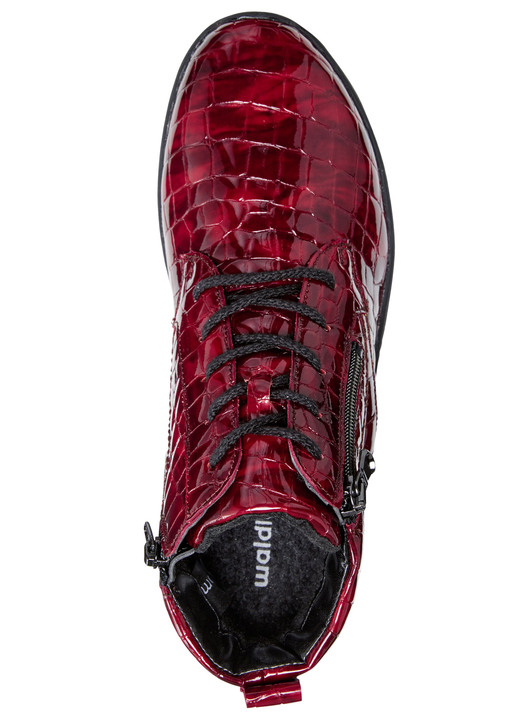 Stiefel & Stiefeletten - Waldläufer Schnür-Stiefelette aus edlem, krokogeprägtem Lackleder Ansicht 3 Stiefel & Stiefeletten - Waldläufer Schnür-Stiefelette aus edlem, krokogeprägtem Lackleder, in Größe 4 1/2 bis 9, in Farbe ROT Ansicht 3