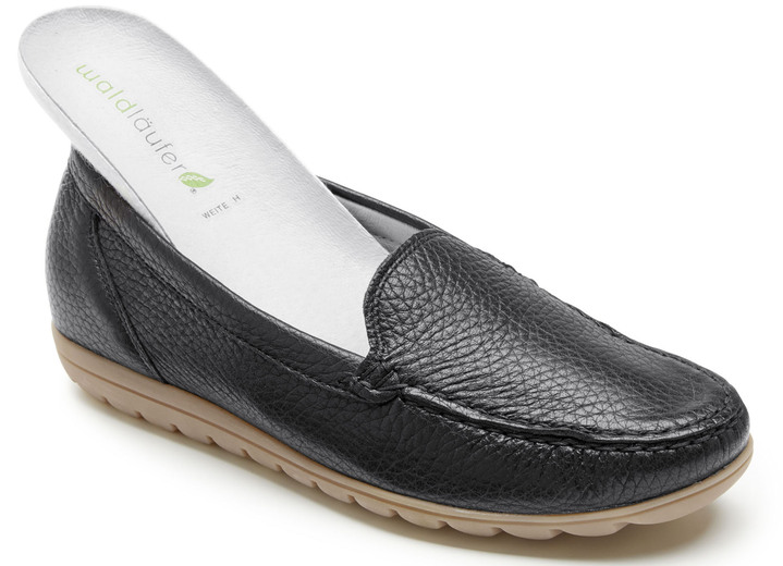 Slipper & Schnürschuhe - Waldläufer Slipper aus edlem, genarbtem Hirsch-Nappaleder, in Größe 3 1/2 bis 8, in Farbe SCHWARZ Ansicht 2