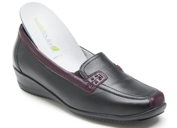 Slipper & Schnürschuhe - Waldläufer, bequeme Damen-Slipper, Weite H, mit herausnehmbarem Fußbett, in Größe 3 1/2 bis 8, in Farbe COGNAC-BLAU Ansicht 6