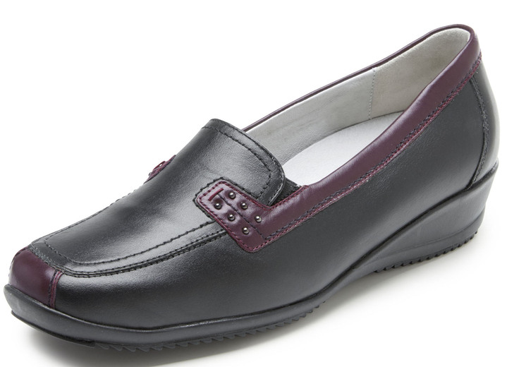 Slipper & Schnürschuhe - Waldläufer, bequeme Damen-Slipper, Weite H, mit herausnehmbarem Fußbett, in Größe 3 1/2 bis 8, in Farbe COGNAC-BLAU Ansicht 5