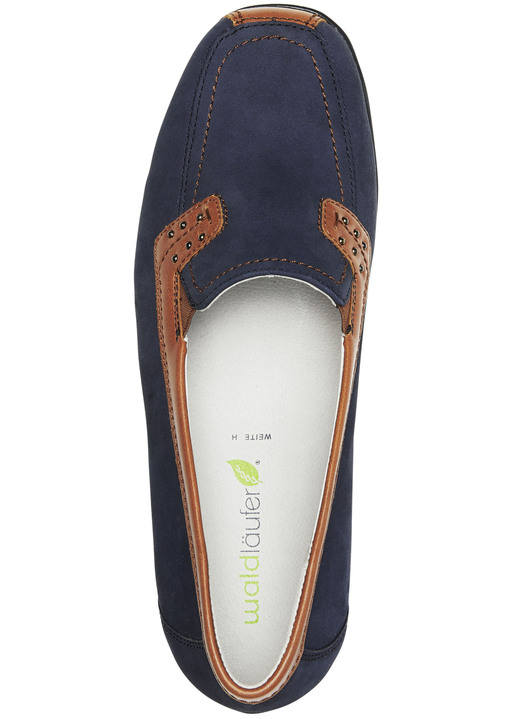 Slipper & Schnürschuhe - Waldläufer, bequeme Damen-Slipper, Weite H, mit herausnehmbarem Fußbett, in Größe 3 1/2 bis 8, in Farbe COGNAC-BLAU Ansicht 12