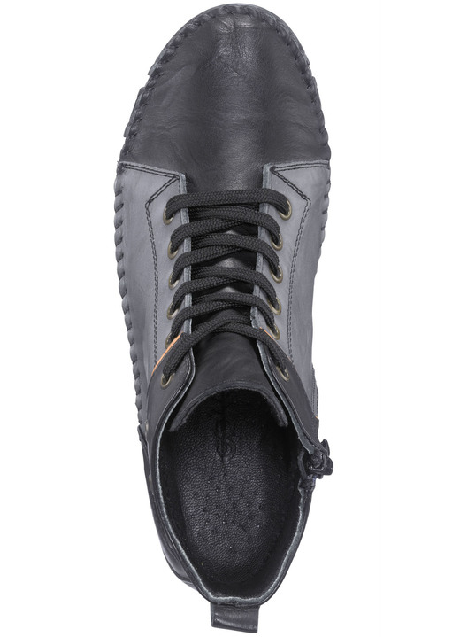 - Gemini Mokassin-Schnür-Bootie mit Knitter-Struktur, in Größe 036 bis 042, in Farbe SCHWARZ-GRAU Ansicht 3