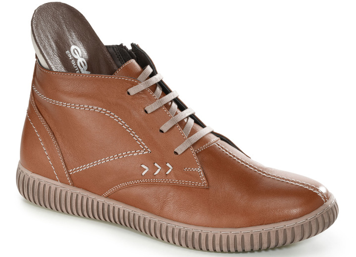 - Gemini Schnür-Bootie mit Ziernähten, in Größe 036 bis 042, in Farbe COGNAC Ansicht 2