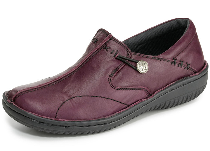 - Slipper aus Nappaleder mit Knitter-Struktur, in Größe 036 bis 042, in Farbe BORDEAUX Ansicht 1