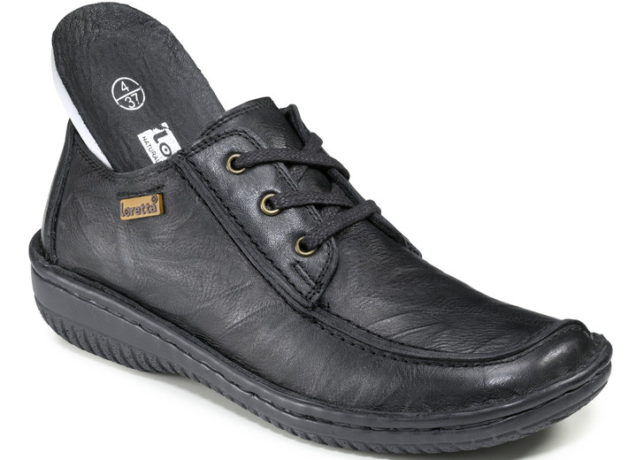 - Schnürschuh aus Nappaleder mit Knitter-Struktur, in Größe 036 bis 042, in Farbe SCHWARZ Ansicht 2