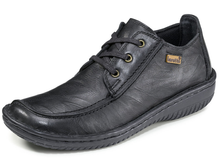 - Schnürschuh aus Nappaleder mit Knitter-Struktur, in Größe 036 bis 042, in Farbe SCHWARZ Ansicht 1