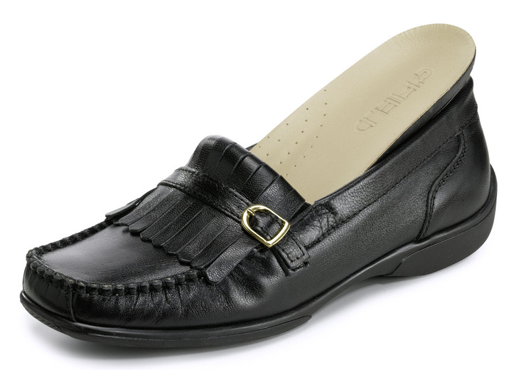 Slipper & Schnürschuhe - ELENA EDEN, klassische Damen-Slipper, Weite H, mit herausnehmbarem Lederfußbett, in Größe 036 bis 042, in Farbe DUNKELBEIGE Ansicht 9