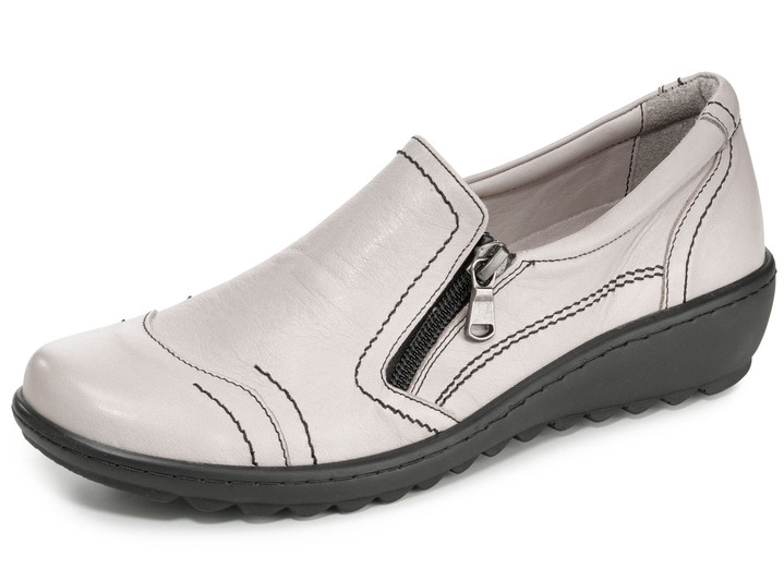 - Gemini Slipper aus weichem Rind-Nappaleder, in Größe 036 bis 042, in Farbe KIESEL Ansicht 1