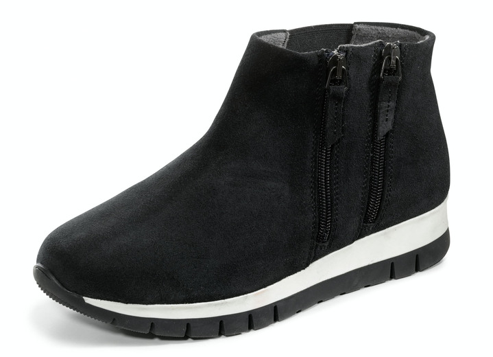 Stiefel & Stiefeletten - Bootie mit zwei Reißverschlüssen, in Größe 036 bis 042, in Farbe SCHWARZ Ansicht 1