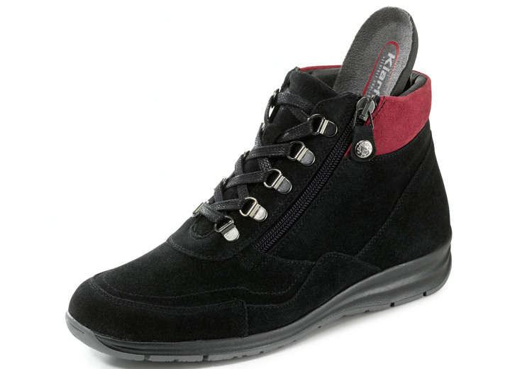 - Schnür-Bootie mit praktischem Seiteneißverschluss, in Größe 036 bis 042, in Farbe SCHWARZ-ROT Ansicht 2
