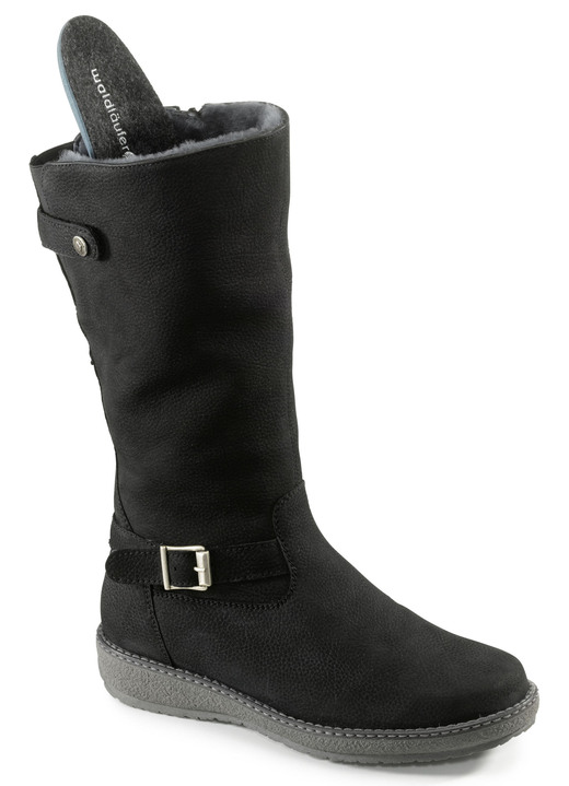 Stiefel & Stiefeletten - Waldläufer, gefütterte Damen-Stiefel, Winterschuhe, Weite H, mit Lammfell Ansicht 2 Stiefel & Stiefeletten - Waldläufer, gefütterte Damen-Stiefel, Winterschuhe, Weite H, mit Lammfell, in Größe 4 1/2 bis 9, in Farbe SCHWARZ Ansicht 2