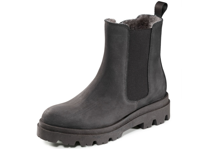 Stiefel & Stiefeletten - Trendige Stiefelette mit kuscheligem Lammfellfutter, in Größe 036 bis 041, in Farbe GRAU Ansicht 1