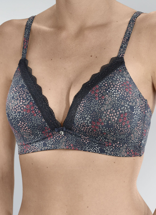 - Sassa BH mit farbharmonischem Blümchendessin, in Größe 070 bis 090, in Cup A, in Farbe MARINE-BUNT Ansicht 2