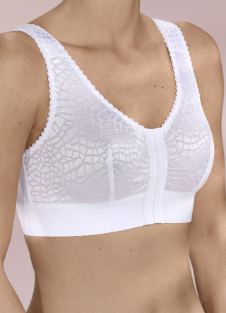 Vorderverschluss-BH - BH mit Vorderverschluss, in Größe 075 bis 105, in Cup D, in Farbe WEISS – Farbe WEISS – Ansicht 
