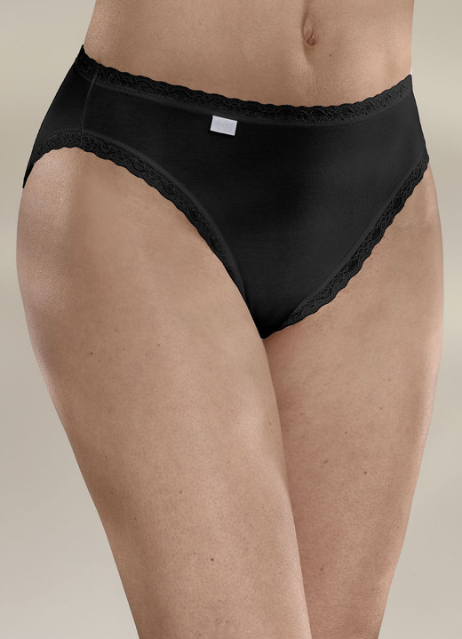 Slips - Sloggi 24/7 Dreierpack Slips mit Spitzenbandabschlüssen, in Größe 038 bis 048, in Farbe WEISS Ansicht 5