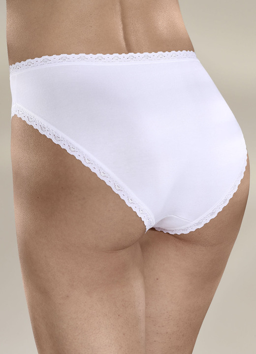 Slips - Sloggi 24/7 Dreierpack Slips mit Spitzenbandabschlüssen, in Größe 038 bis 048, in Farbe WEISS Ansicht 2