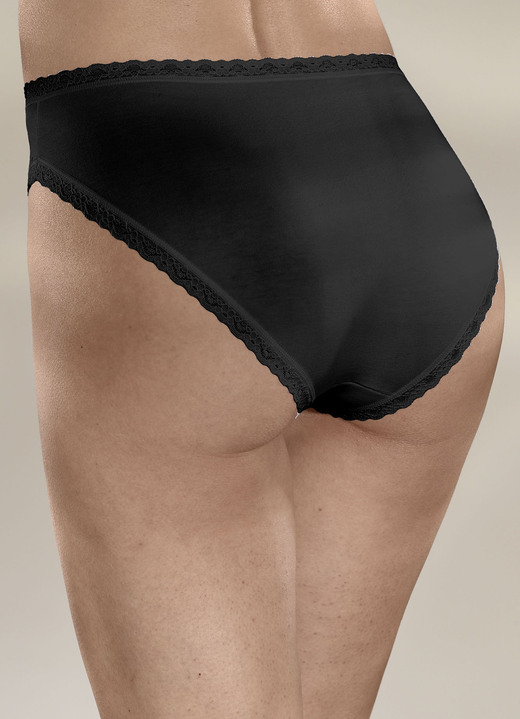 Slips - Sloggi 24/7 Dreierpack Slips mit Spitzenbandabschlüssen, in Größe 038 bis 048, in Farbe SCHWARZ Ansicht 4