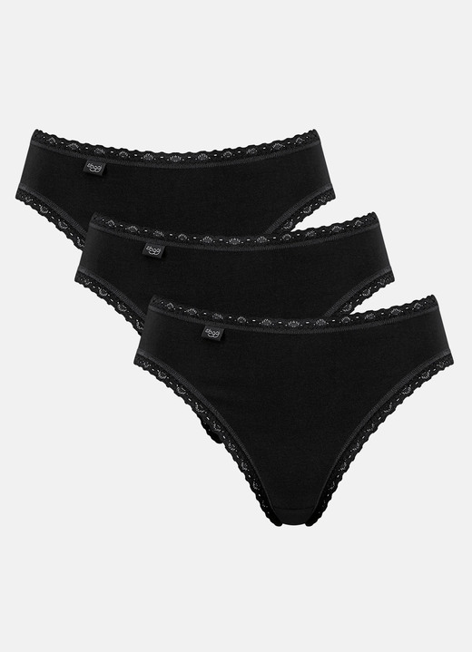 Slips - Sloggi 24/7 Dreierpack Slips mit Spitzenbandabschlüssen, in Größe 038 bis 048, in Farbe WEISS Ansicht 3