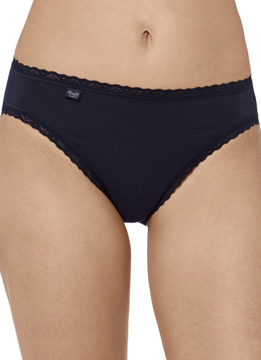 Slips - Sloggi 24/7 Dreierpack Slips mit Spitzenbandabschlüssen, in Größe 038 bis 048, in Farbe SCHWARZ Ansicht 2