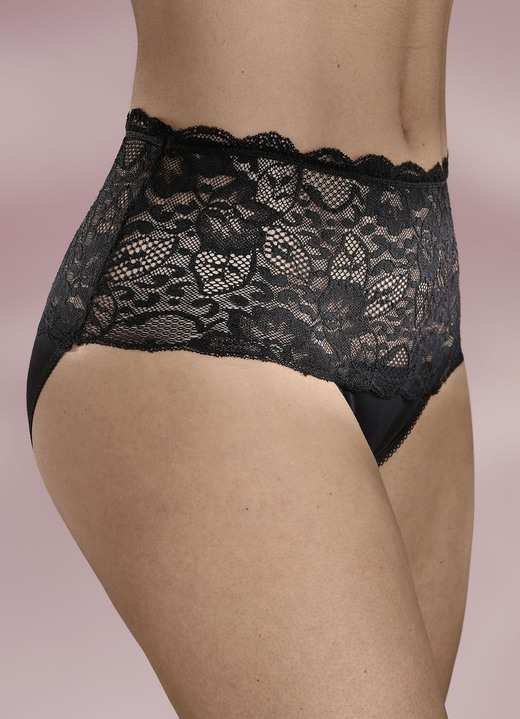 Slips - Dreierpack Slips mit Elastikspitze Ansicht 3 Slips - Dreierpack Slips mit Elastikspitze, in Größe 036 bis 050, in Farbe 2X SCHWARZ, 1X WEISS Ansicht 3