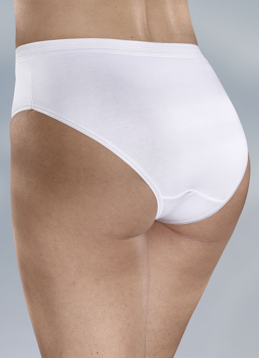 Damenmode - Mehrfachpack Slips mit glänzenden Abschlüssen, in Größe 036 bis 052, in Farbe WEISS, in Ausführung FÜNFERPACK Ansicht 1