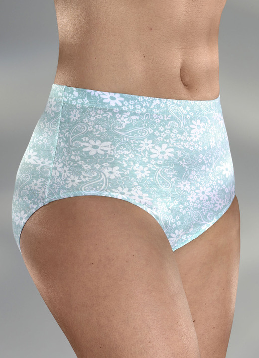 Slips - Viererpack Slips mit Floraldruck, in Größe 038 bis 054, in Farbe AQUA-WEISS Ansicht 1
