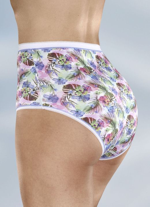 - Dreierpack Slips mit elastischen Abschlüssen, in Größe 038 bis 052, in Farbe WEISS-BUNT Ansicht 2