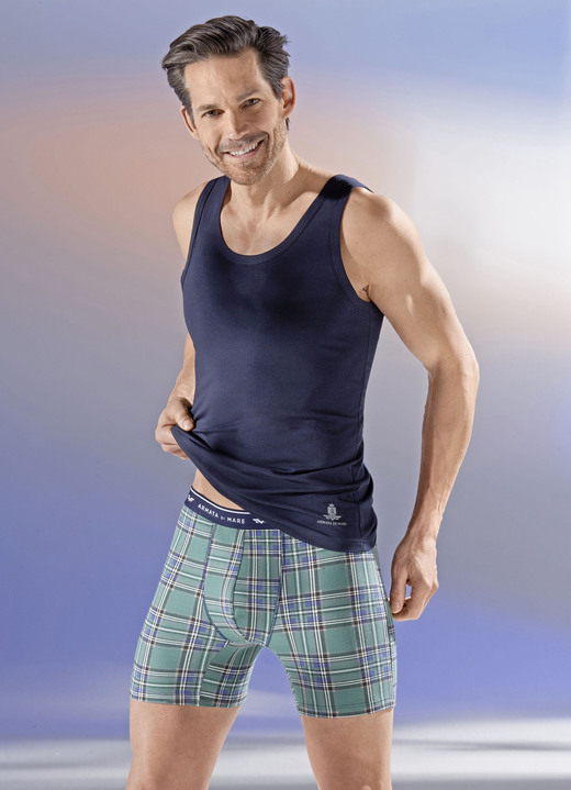 - Dreierpack Pants, kariert mit Elastikbund, in Größe 004 bis 009, in Farbe GRÜN-MARINE Ansicht 3