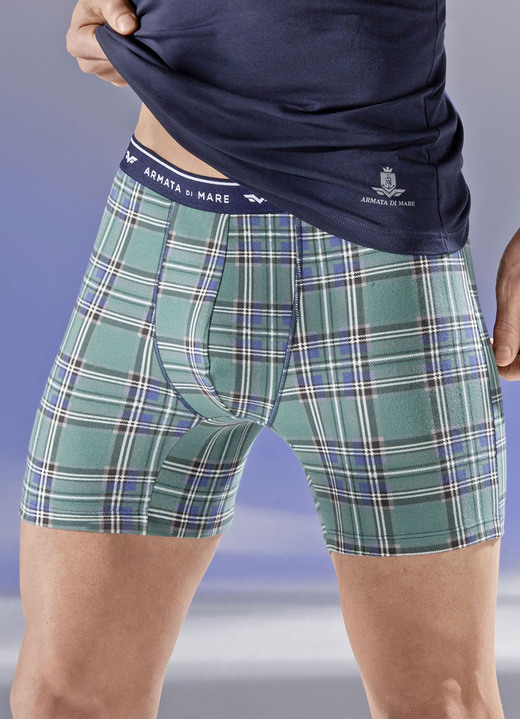 - Dreierpack Pants, kariert mit Elastikbund, in Größe 004 bis 009, in Farbe GRÜN-MARINE Ansicht 2