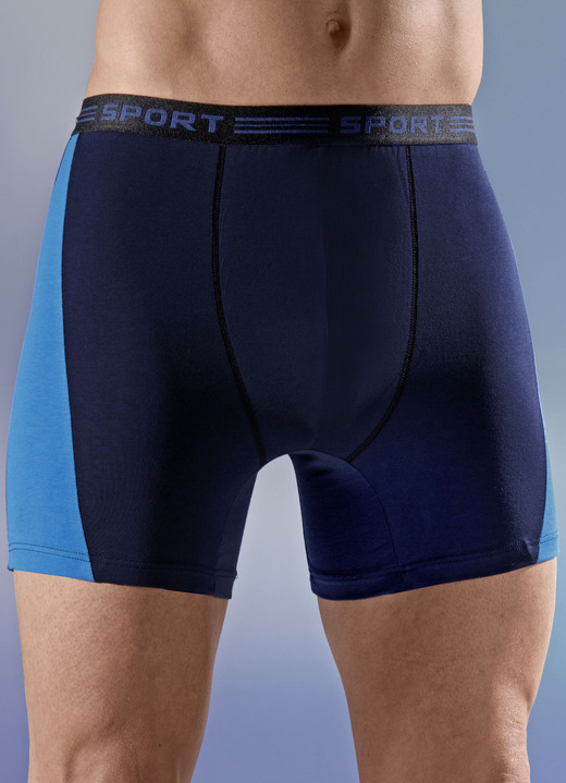 Pants & Boxershorts - Dreierpack Pants mit Elastikbund und Einsätzen, in Größe 004 bis 010, in Farbe BLAU