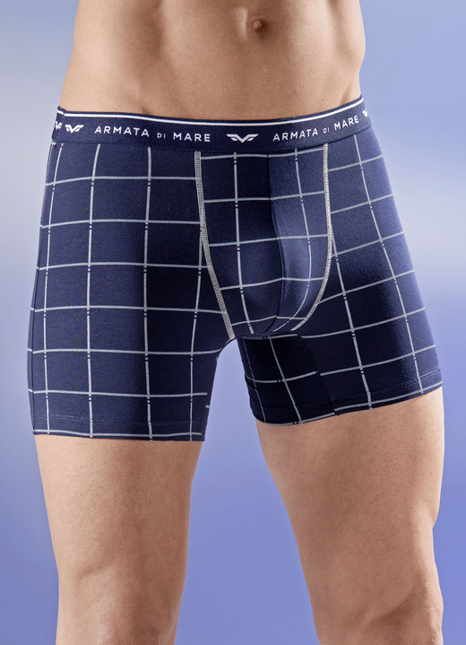 - Dreierpack Pants, kariert mit Elastikbund, in Größe 005 bis 011, in Farbe MARINE-GRAU