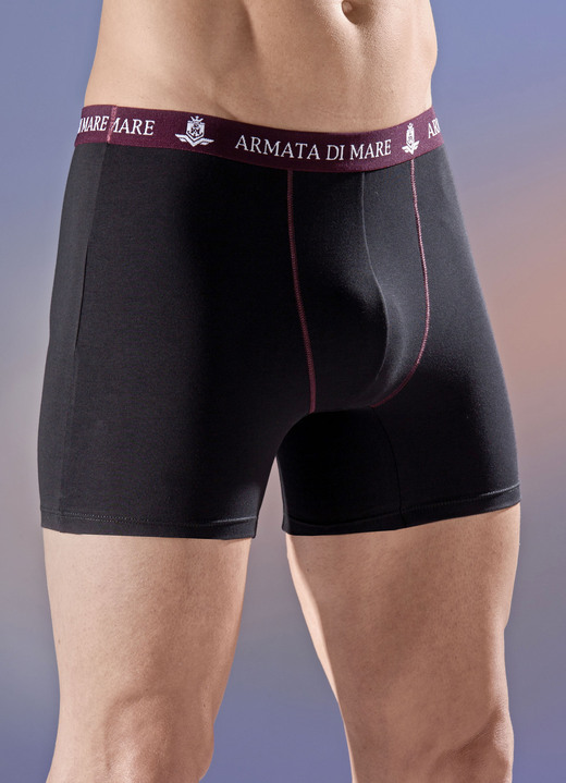 Pants & Boxershorts - Viererpack Pants mit Elastikbund, in Größe 005 bis 011, in Farbe 2X SCHWARZ, 2X BORDEAUX