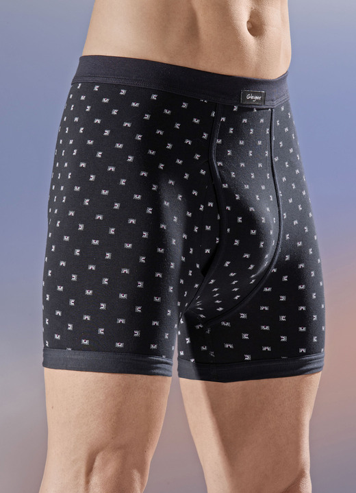 Slips & Unterhosen - Viererpack Unterhosen mit Eingriff, in Größe 005 bis 011, in Farbe 2X SCHWARZ-BUNT, 2X MARINE-BUNT
