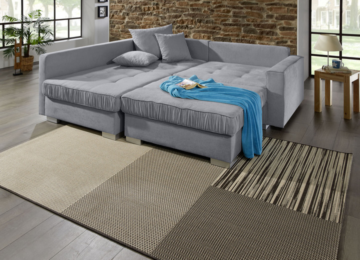 - Ansprechende Polsterecke mit Hocker, in Farbe GRAU Ansicht 2