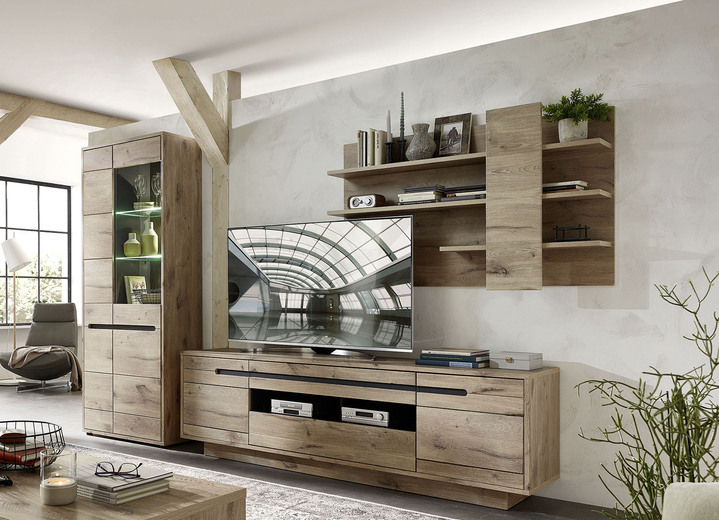 - Wohnwand mit LED-Beleuchtung, in Farbe WILDEICHE Ansicht 2