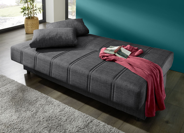Schlafsofas - Frei im Raum aufstellbares Schlafsofa mit Dekokissen und Bettkasten, in Farbe GRAU Ansicht 6