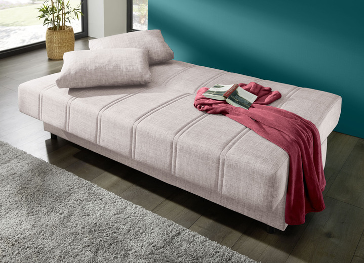 Schlafsofas - Frei im Raum aufstellbares Schlafsofa mit Dekokissen und Bettkasten, in Farbe GRAU Ansicht 4