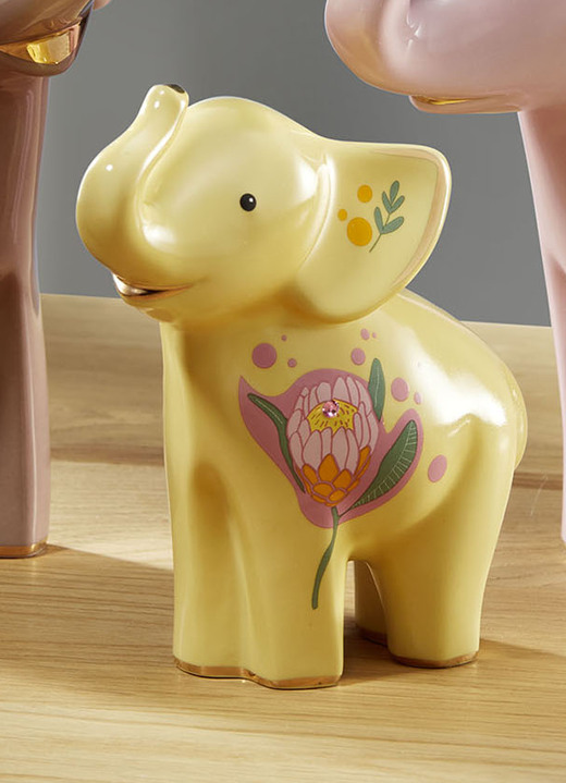 Figuren - Handgefertigte Goebel Porzellan-Elefanten, in Farbe GELB, in Ausführung Jotto Ansicht 1